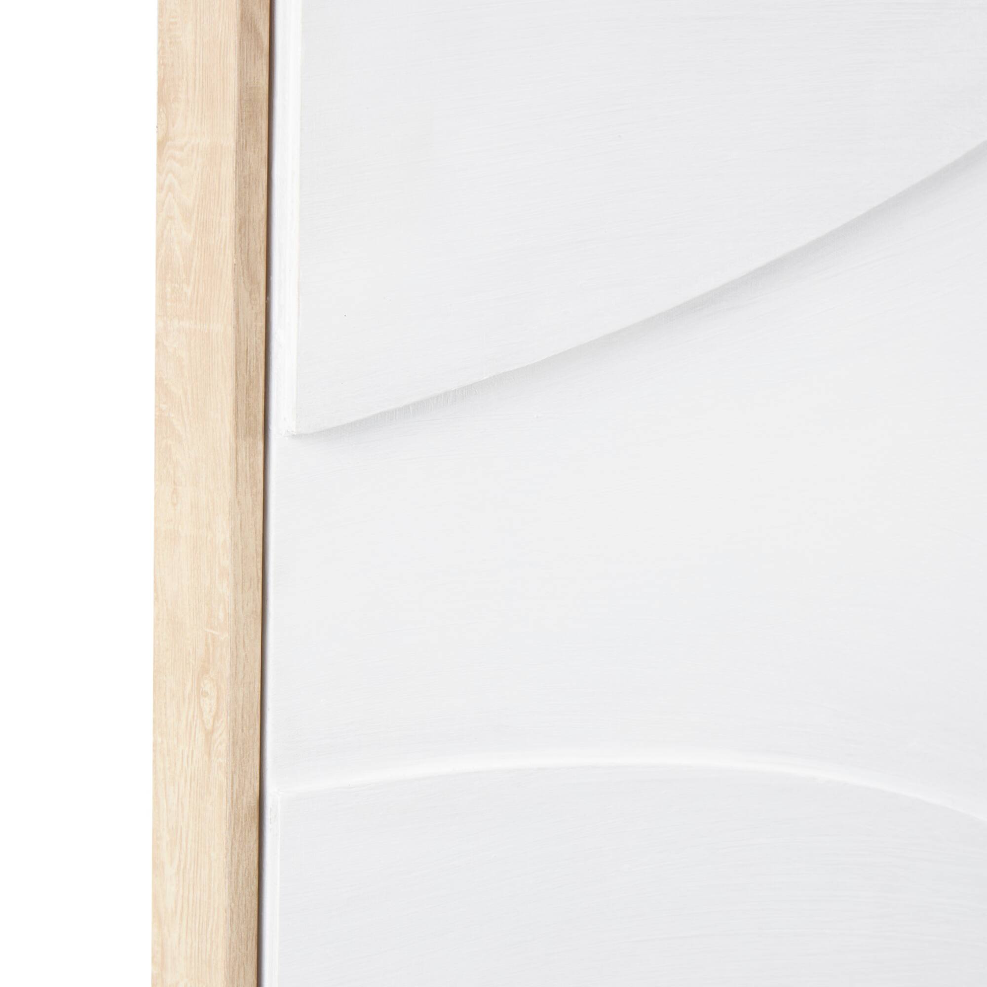 33" x 49", White Wooden Geometric Home Wall Décor with Abstract Circles and Brown Wooden Frame